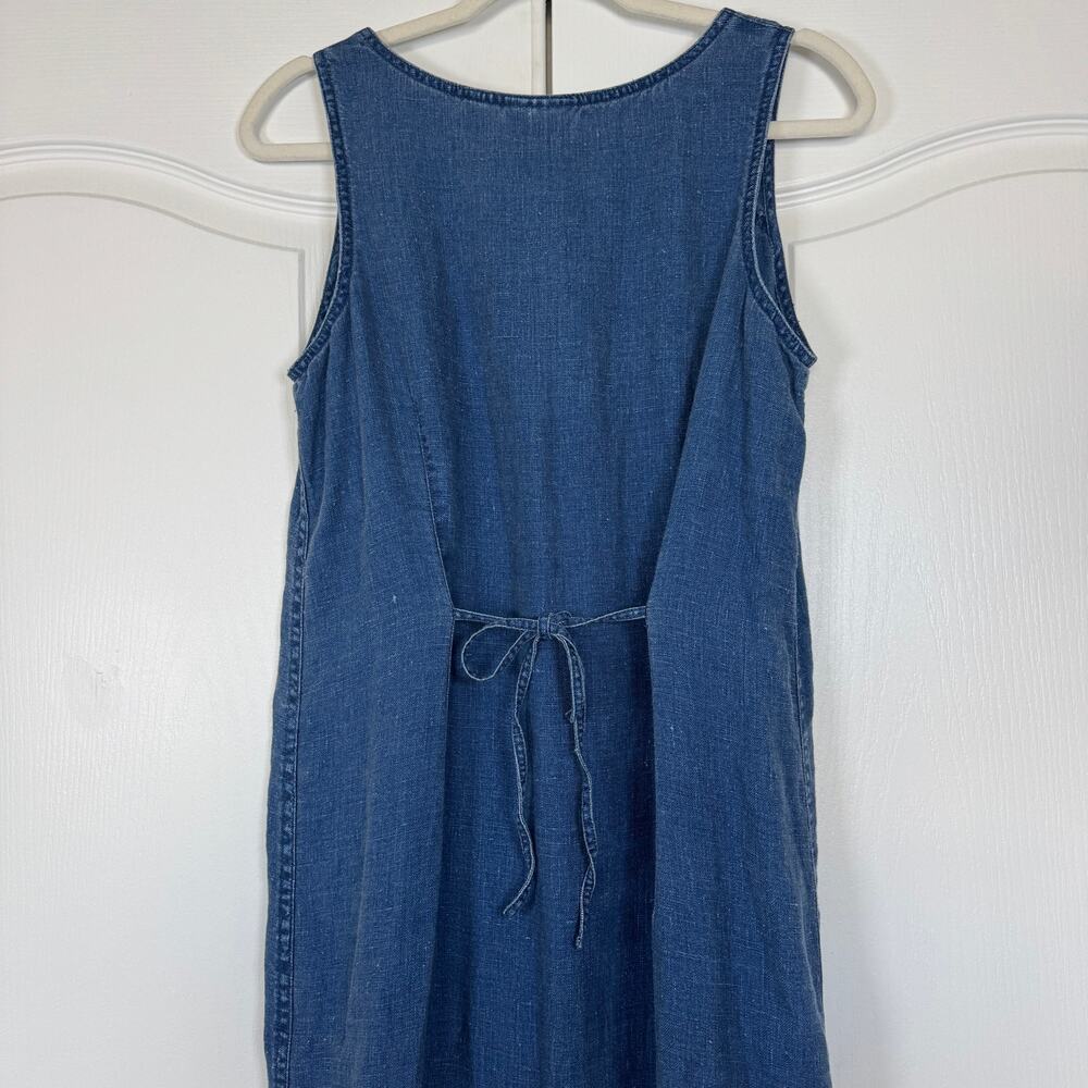 Vintage 90s Liz Claiborne Lizwear Linen Blue Maxi Dress Size 10 - Picture 5 of 12